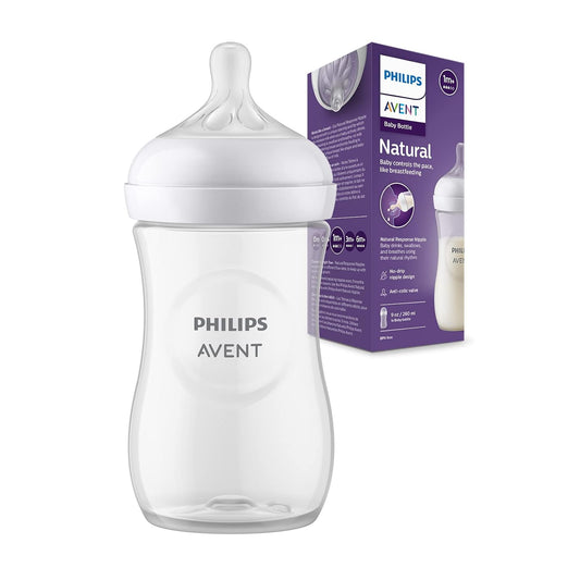 Philips Avent Natural Response Baby Bottle – 260ml, BPA-Free Milk Bottle with Teat for Babies 1 Month+ (Model SCY903/01)