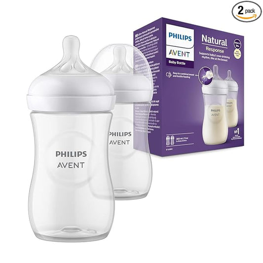 Philips Avent Natural Response Baby Bottles 260ml – Pack of 2 | BPA-Free, Ideal for Babies 1 Month+ | Model SCY903/02