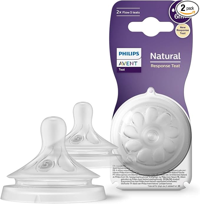 Philips Avent Natural Response Bottle Teat – For Babies 6M+, BPA-Free, Twin Pack Model SCY965/02