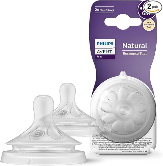 Philips Avent Natural Response Bottle Teat – For Babies 6M+, BPA-Free, Twin Pack Model SCY965/02